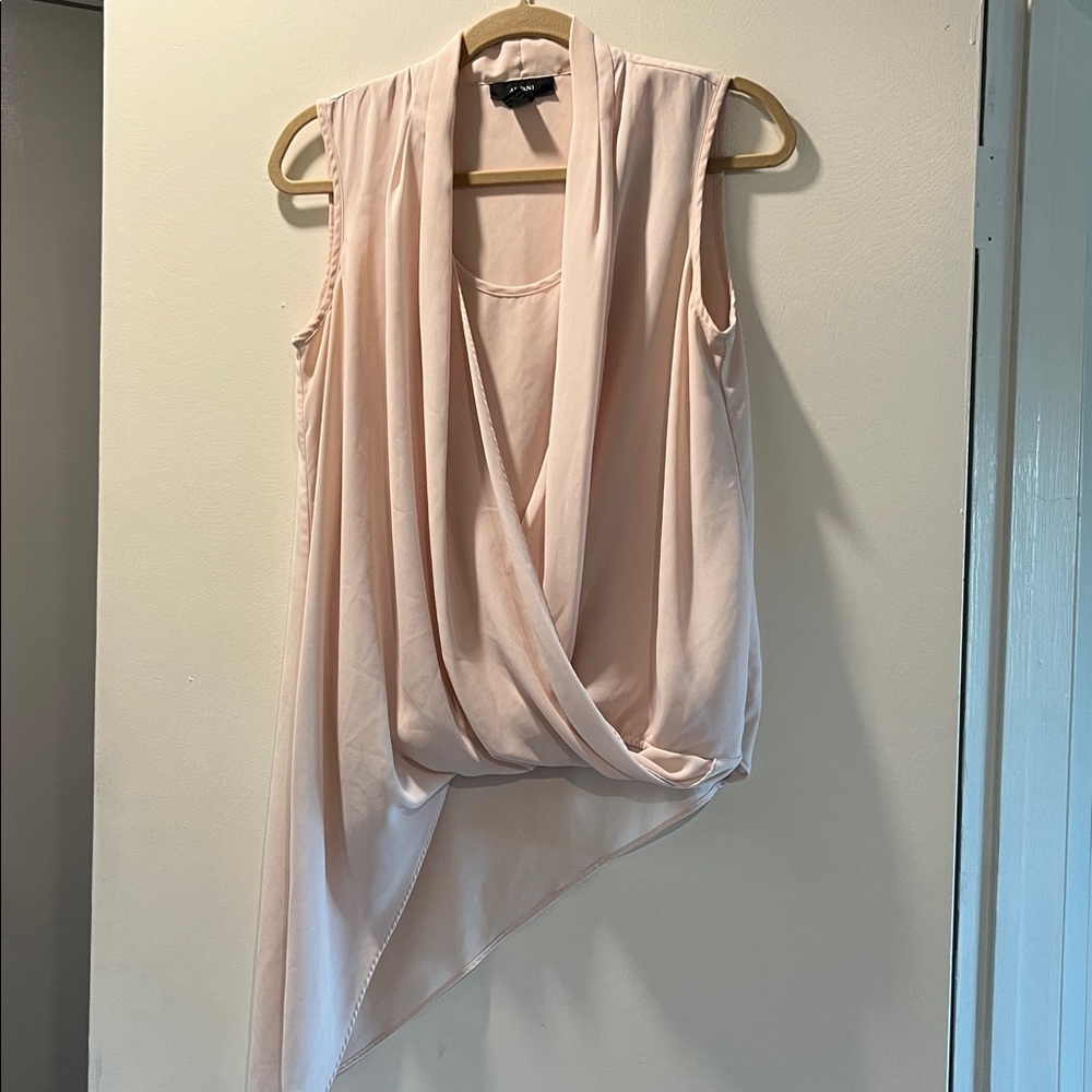 Alfani Ballet Pink Asymmetrical Draped Blouse S